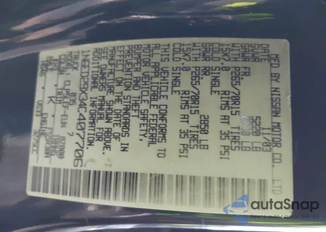 2004 Nissan Frontier Xe-V6 from USA, damaged, VIN 1N6ED29X34C407706